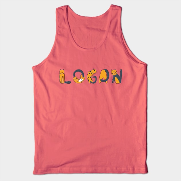 Logan | Girl Name | Cat Lover | Cat Illustration Tank Top by LisaLiza